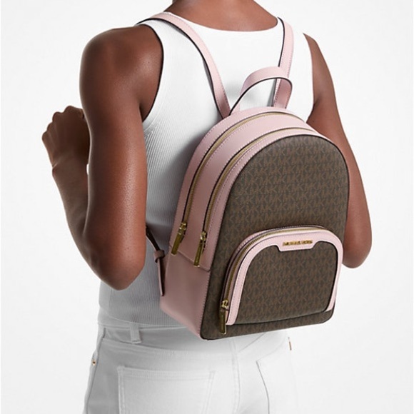 Michael Kors Jaycee Medium Logo Backpack in Powder Blush NWT - Picture 4 of 12